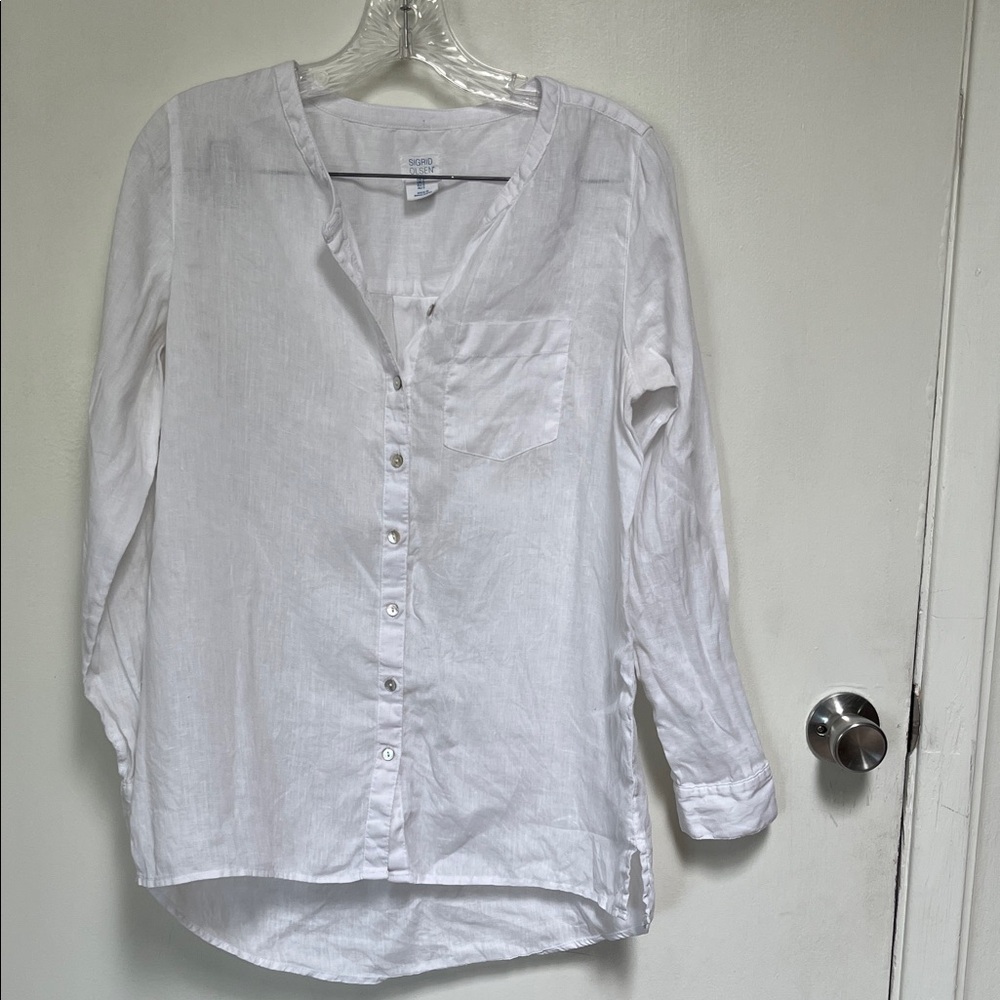 Sigrid Olsen White Button-Down Shirt